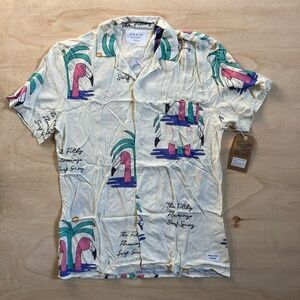 Duvin SS Button-Up Flamingo Gang Tropical Hawaiian Party Shirt